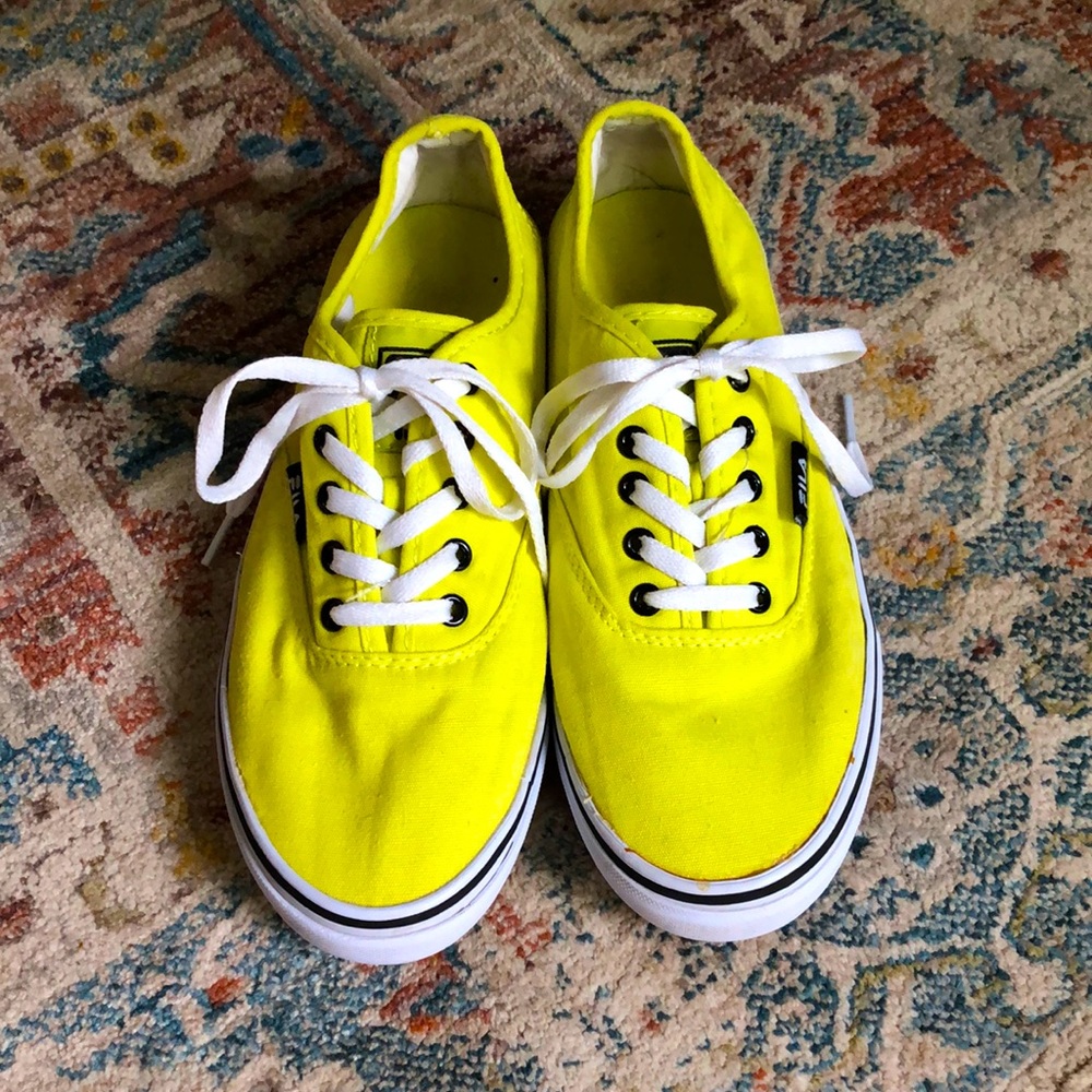 Fila Highlighter Neon Yellow Canvas Sneakers, Sz 7.5